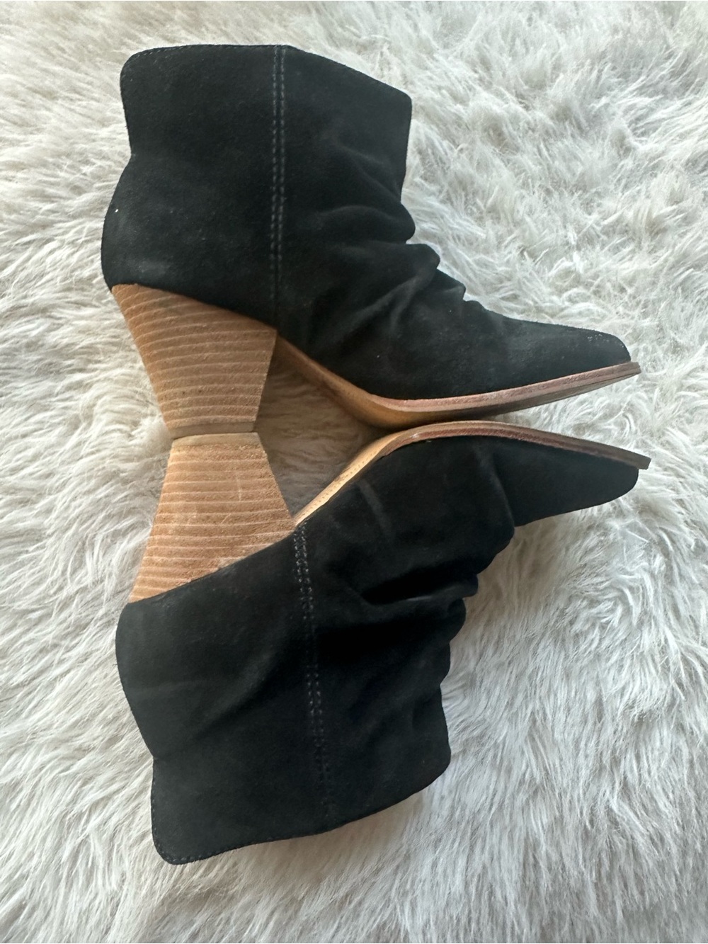 Splendid Black Suede Slouch Ankle Boots 7.5
